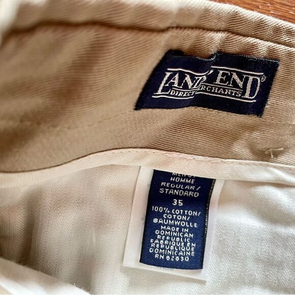 BEIGE LAND’s END STANDARD 100% COTTON KHAKIS 35x30 - Picture 3 of 5